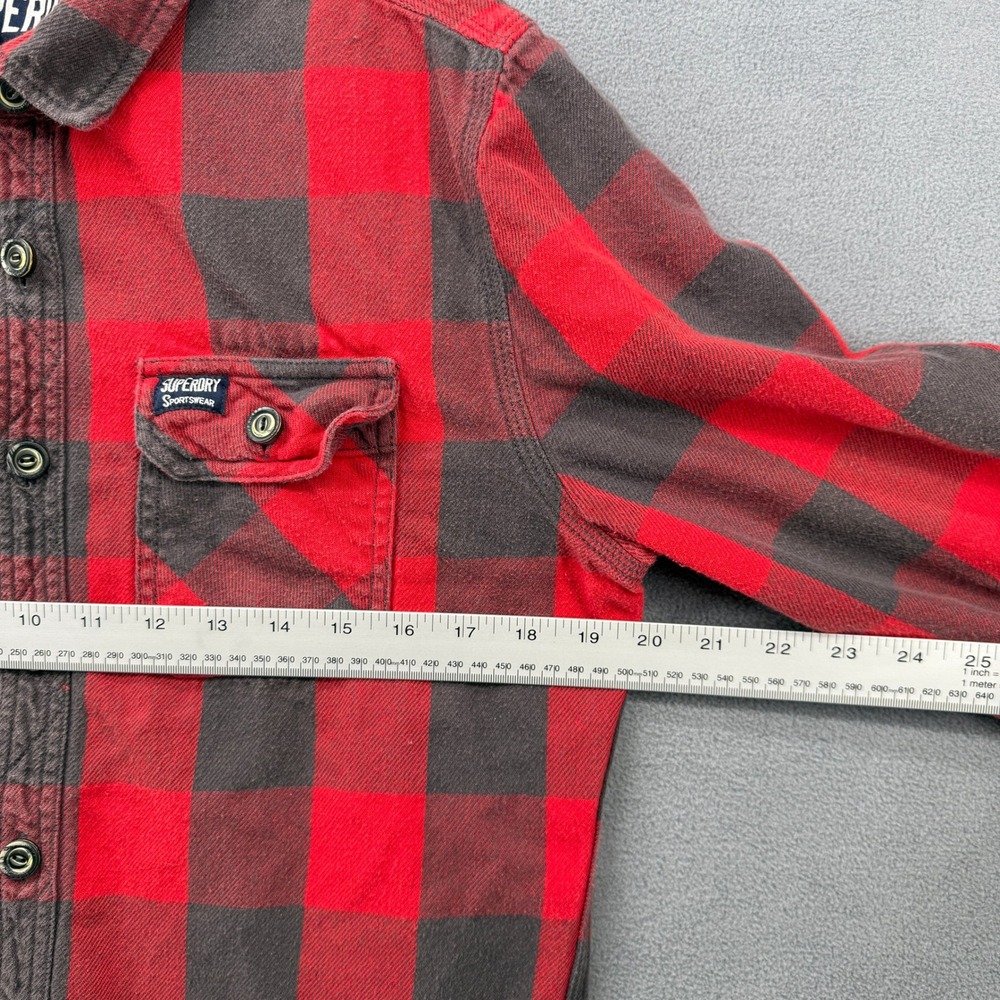 Superdry Flanagan Forest Shirt Mens Large Red Black Buffalo Plaid Flannel View 6